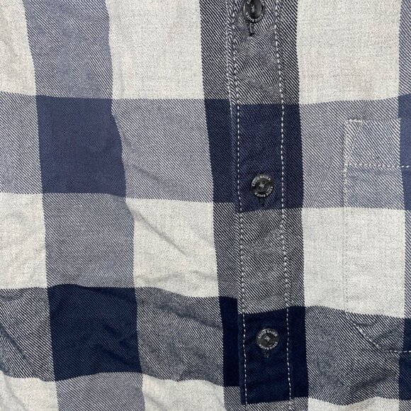 Eddie Bauer Mens Classic Fit Plaid Button-Down Shirt S 100% Cotton Navy & Gray - Picture 4 of 5